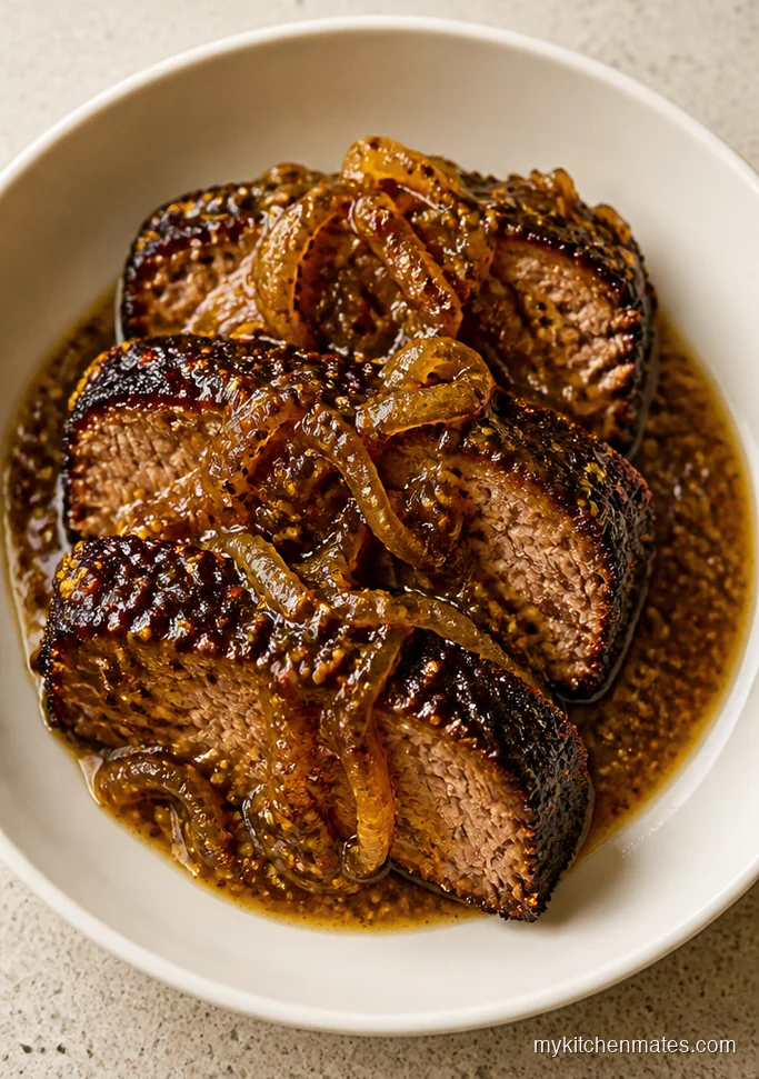 Brisket with Caramelized Onions and Mustard
