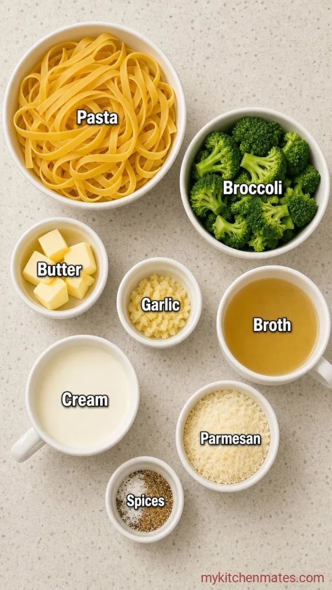 One-Pot Creamy Broccoli Alfredo Pasta Ingredients