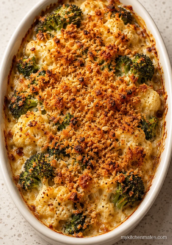 Broccoli Cauliflower Gratin with Crispy Panko