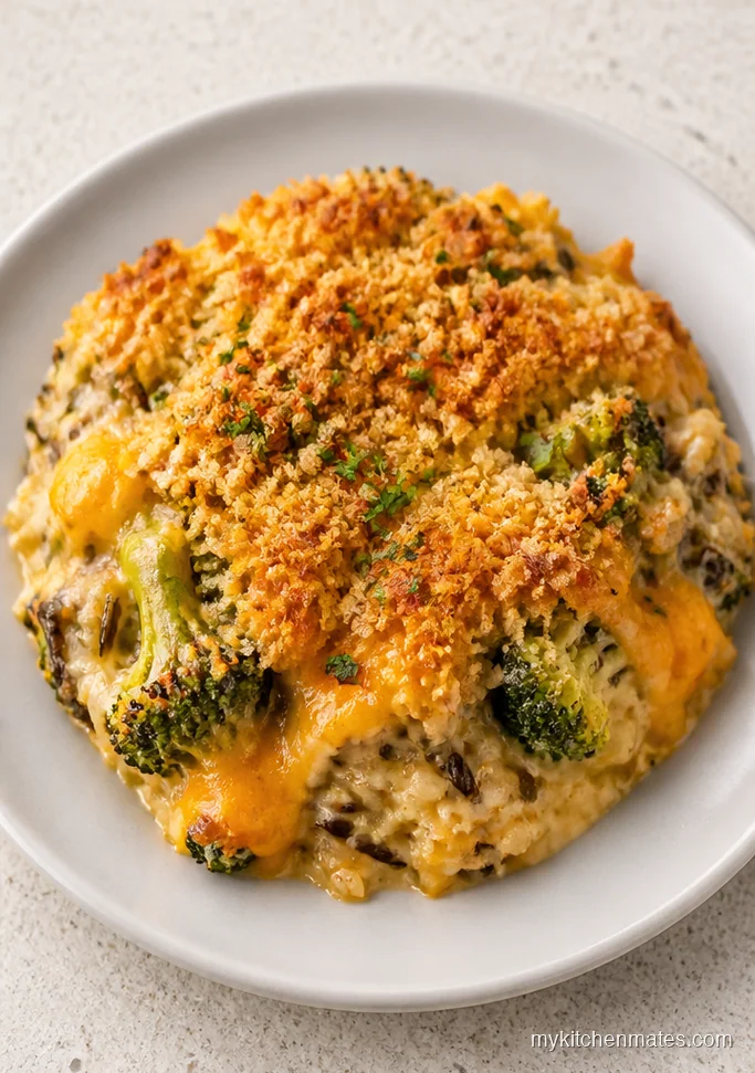 Broccoli Cheddar Wild Rice Casserole