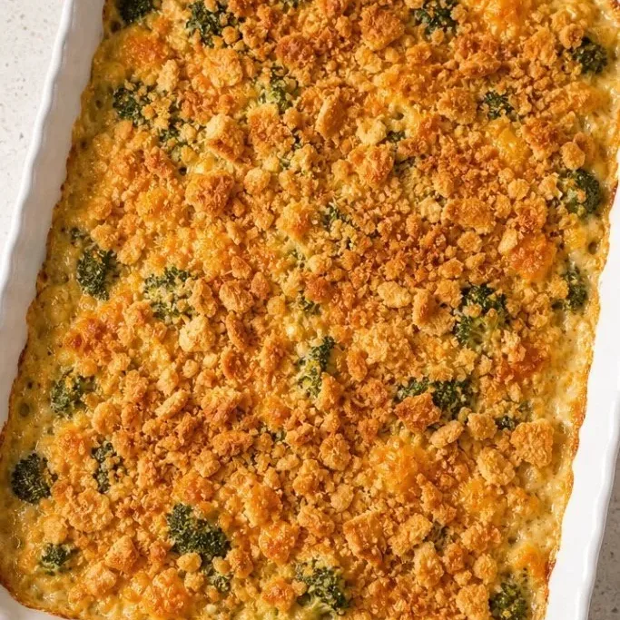 Creamy Broccoli Cheese Casserole with Buttery Cracker Topping Broccoli Cheese Casserole