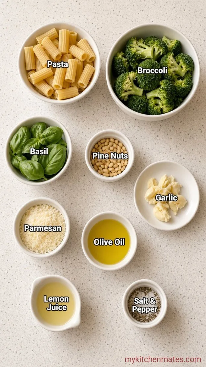 15-Minute Broccoli Pesto Pasta Ingredients