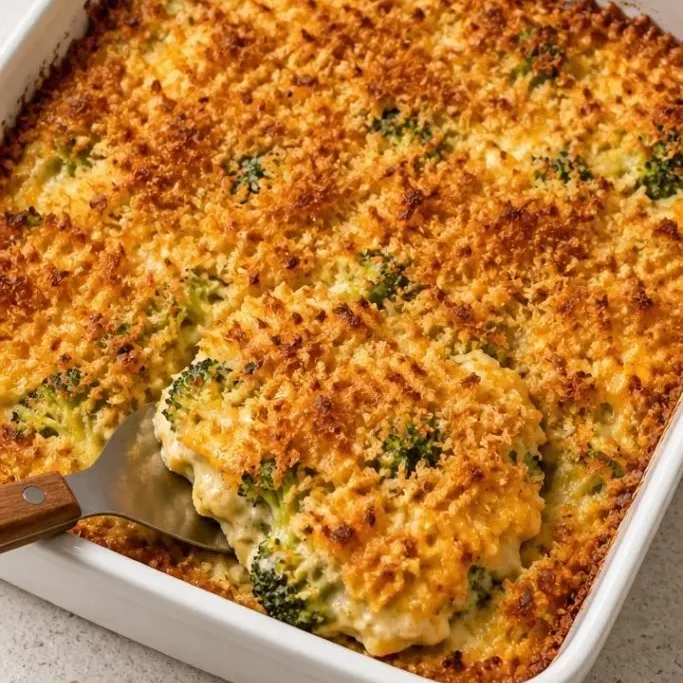 Creamy Broccoli Rice Casserole with Crispy Topping Broccoli Rice Casserole
