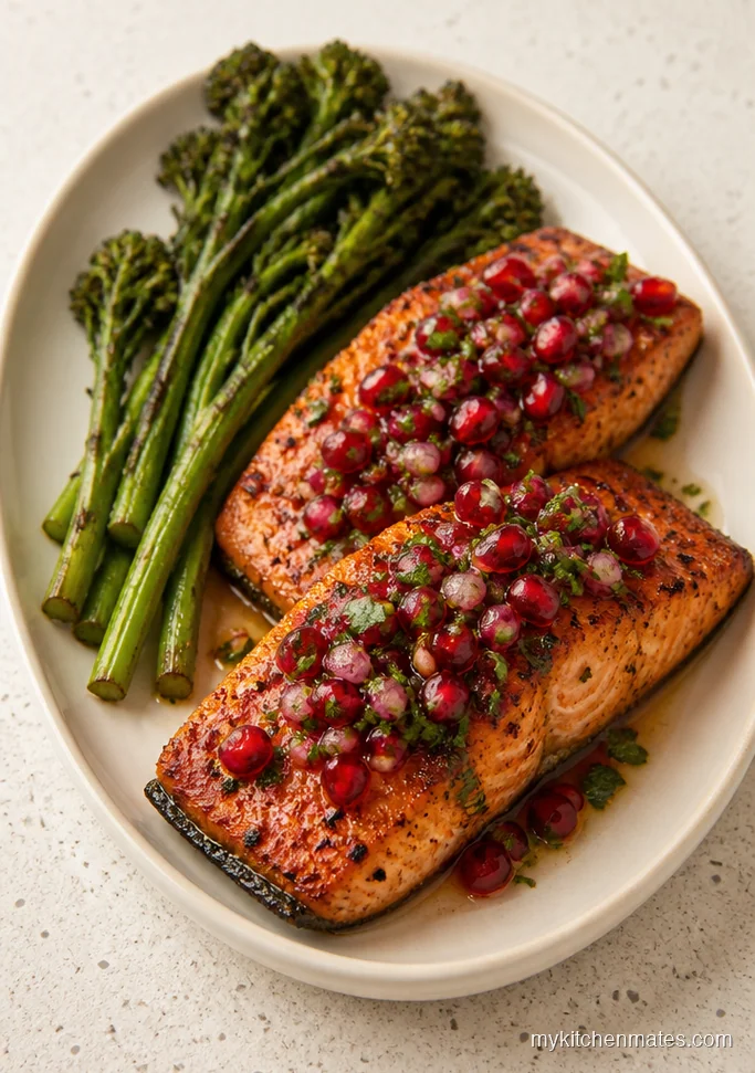Broiled Salmon with Pomegranate Salsa