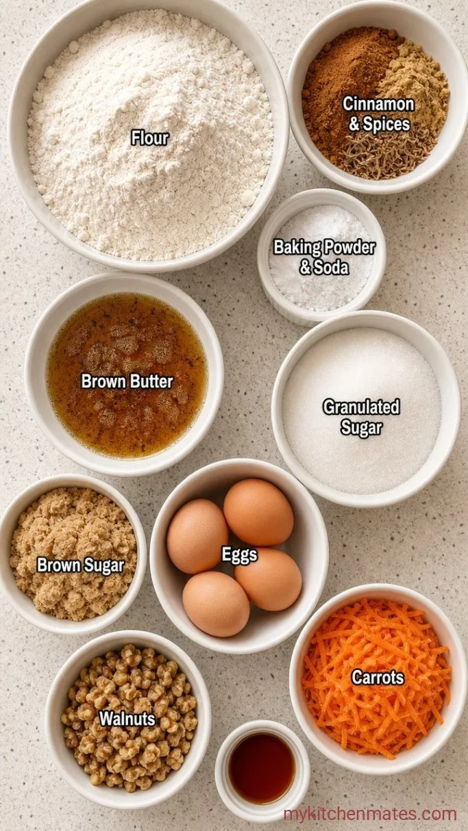 Brown Butter Carrot Cake with Cream Cheese Frosting Ingredients