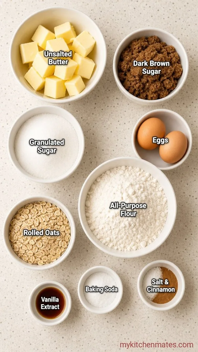 Chewy Brown Butter Oatmeal Cookies Ingredients