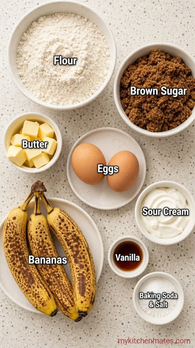 Moist Brown Sugar Banana Bread Ingredients