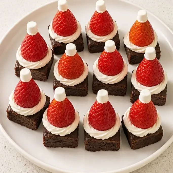 Brownie Santa Hats (A Simple Holiday Treat) Brownie Santa Hats