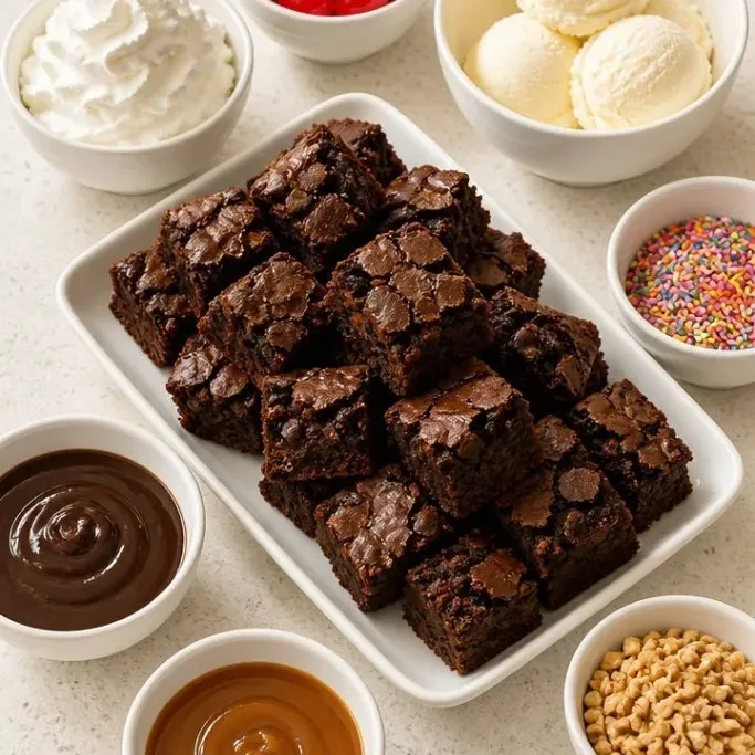 Easy Brownie Sundae Bar for Parties Brownie Sundae Bar