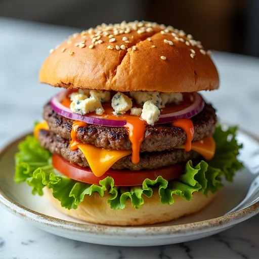 Buffalo Blue Cheese Smash Burger Supreme