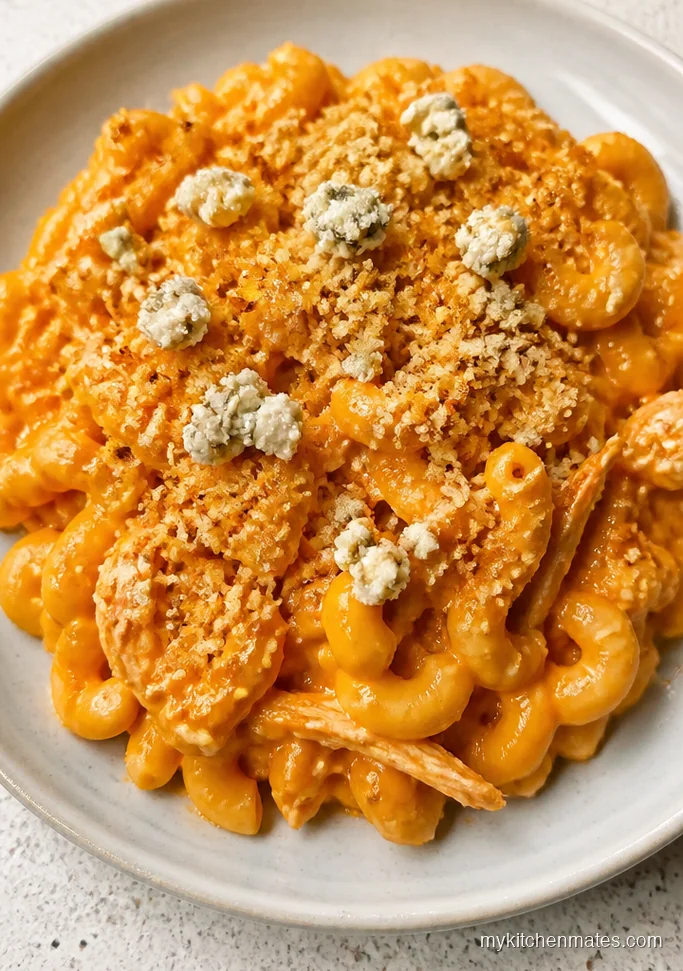 Buffalo Chicken Mac and Cheese Casserole