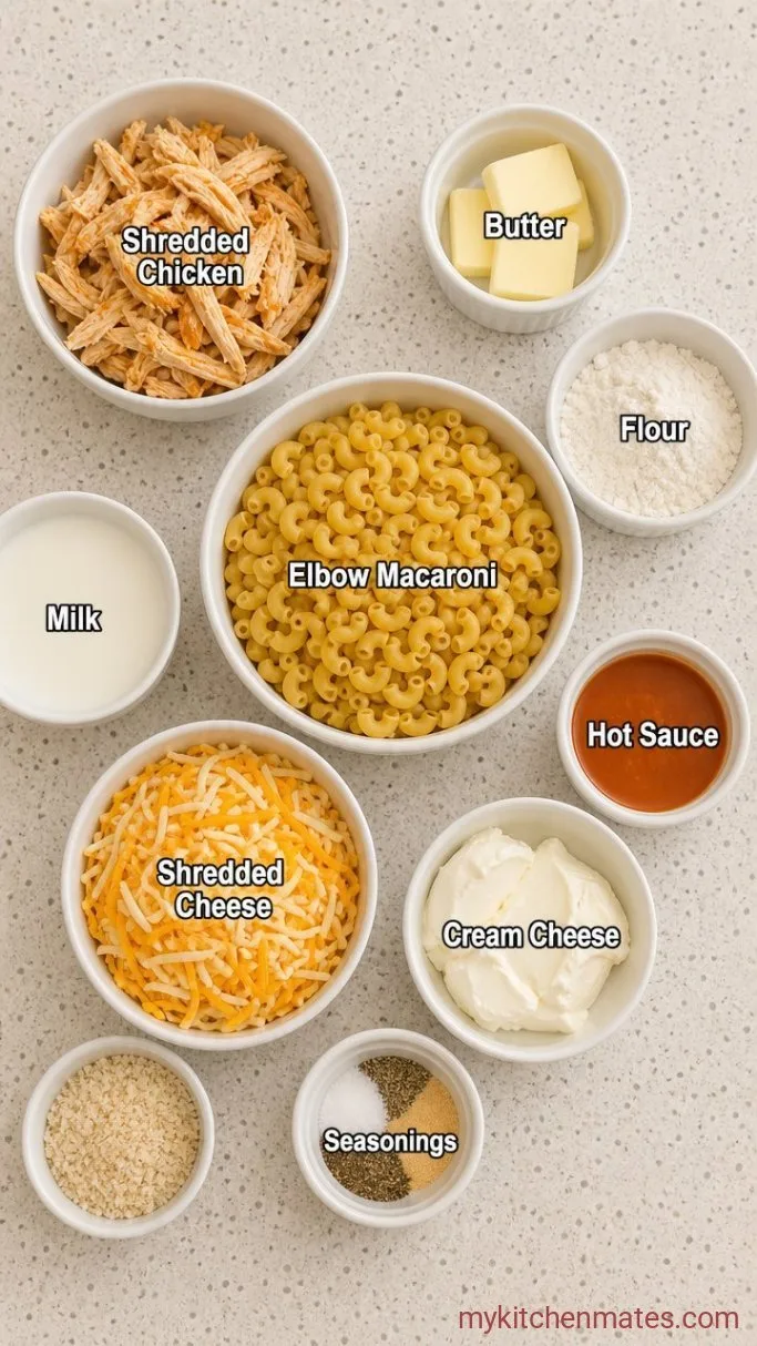 30-Minute Buffalo Chicken Mac and Cheese Ingredients