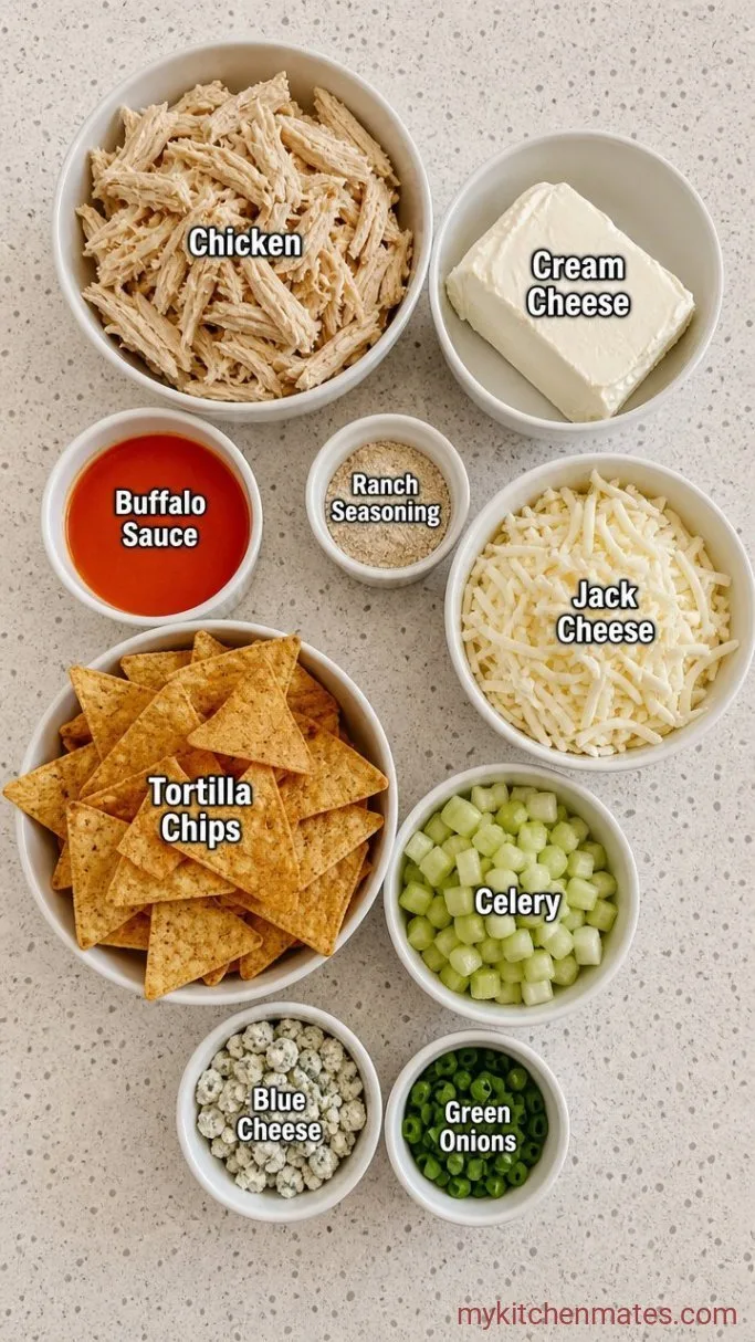 Crispy Buffalo Chicken Nachos (Sheet Pan Recipe) Ingredients