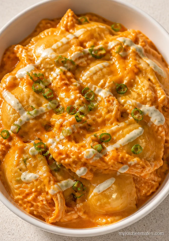 Buffalo Chicken Ravioli Casserole