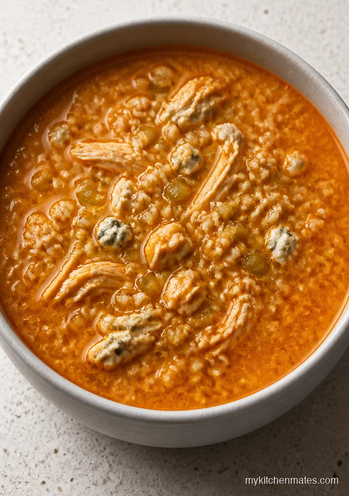 Buffalo Chicken Soup with Cauliflower Rice