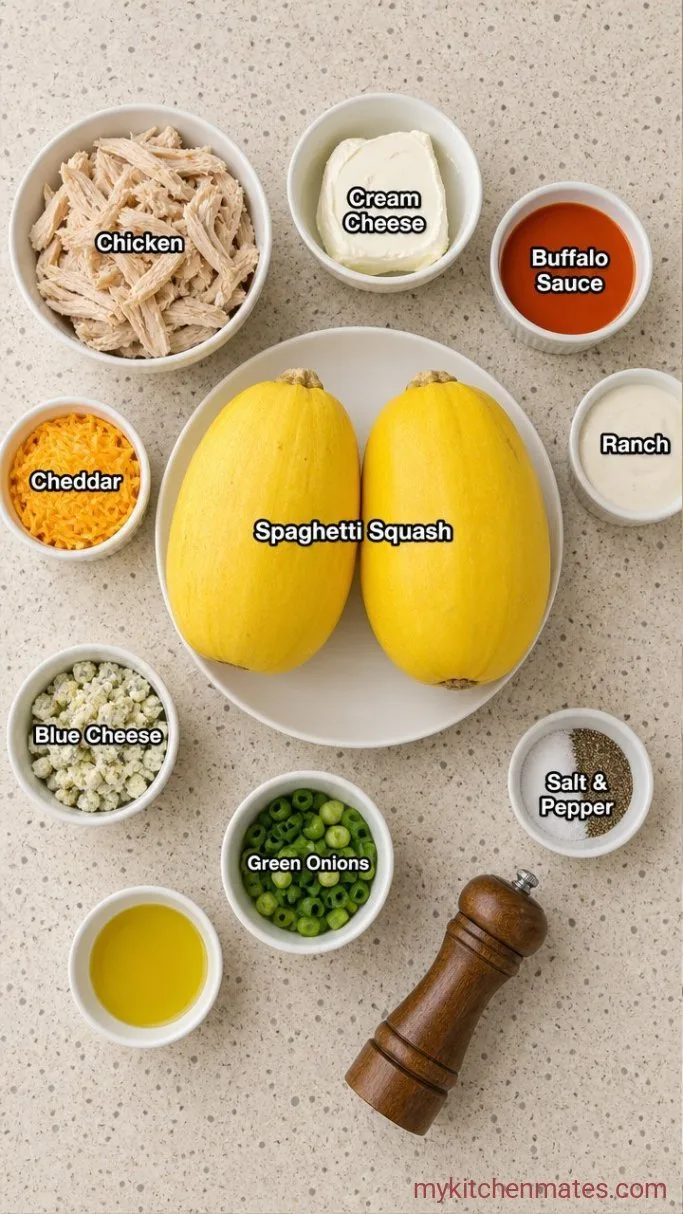 Buffalo Chicken Spaghetti Squash Boats Ingredients