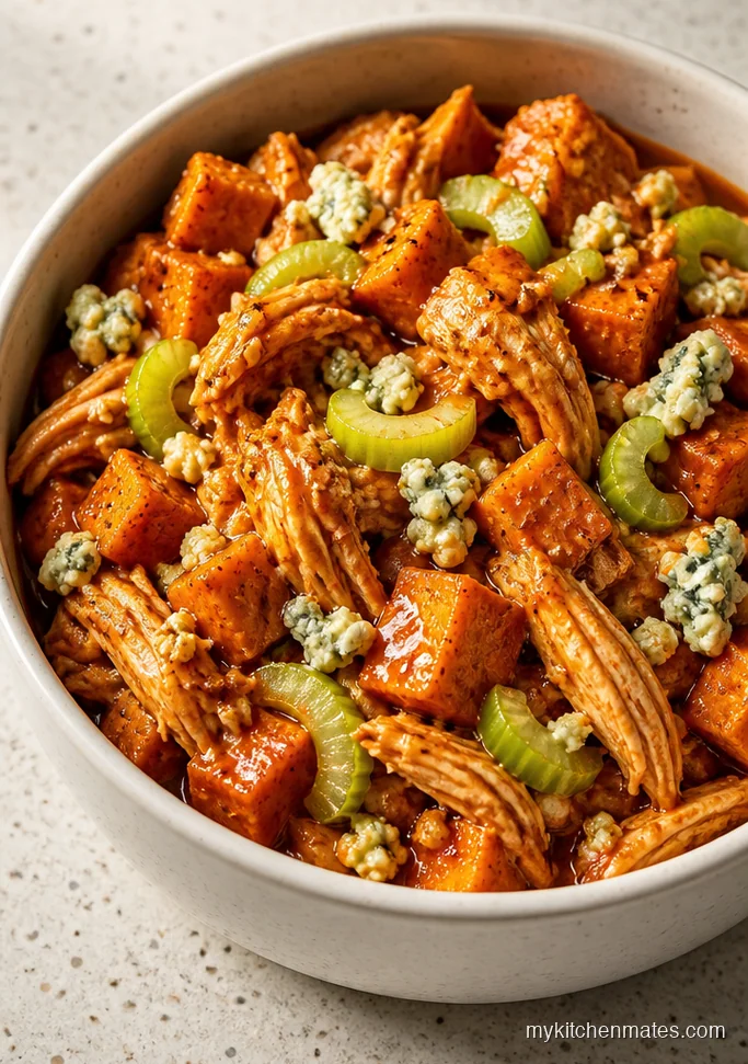 Buffalo Chicken Sweet Potato Bowls