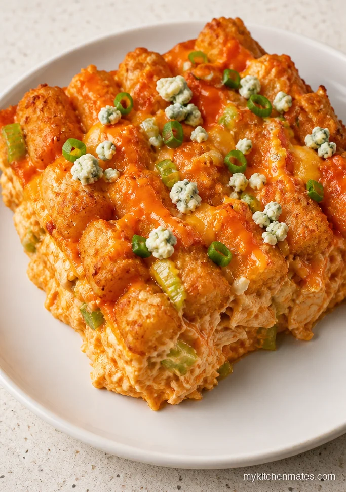 Buffalo Chicken Tater Tot Casserole