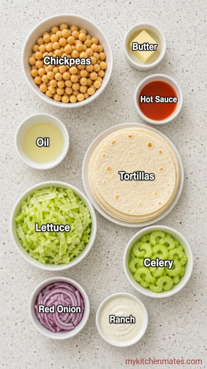 Spicy Buffalo Chickpea Wraps (Ready in 15 Minutes) Ingredients