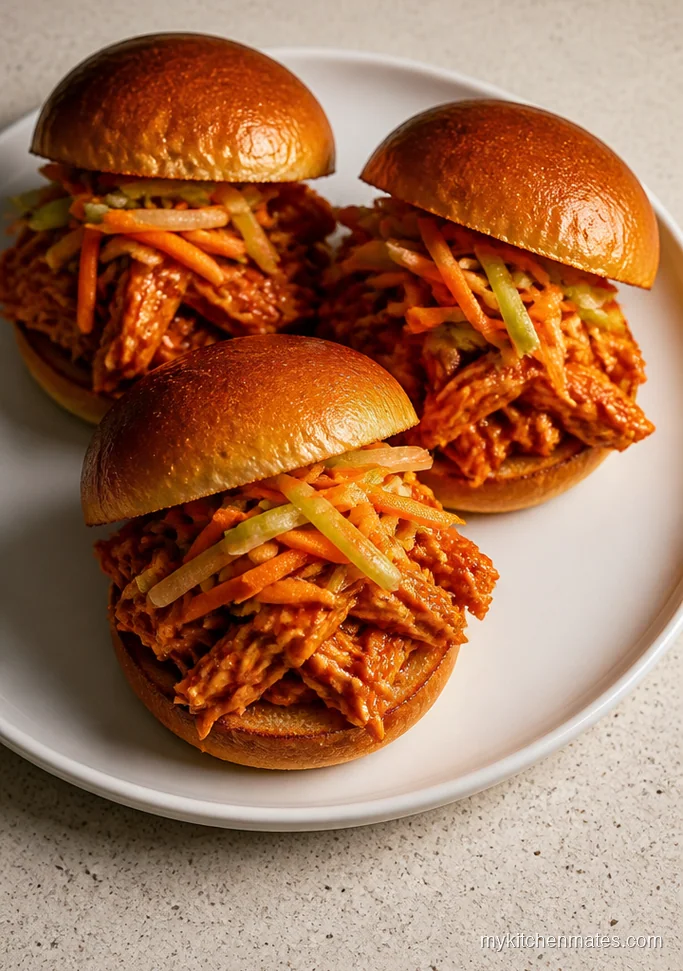 Buffalo Crockpot Chicken Sliders