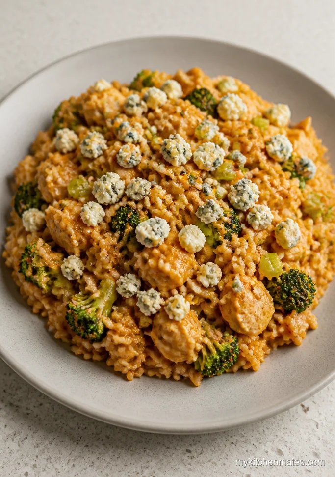 Buffalo Ranch Chicken Broccoli Rice