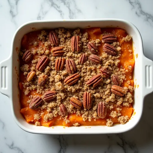 Butter Pecan Streusel-Topped Candied Sweet Potatoes