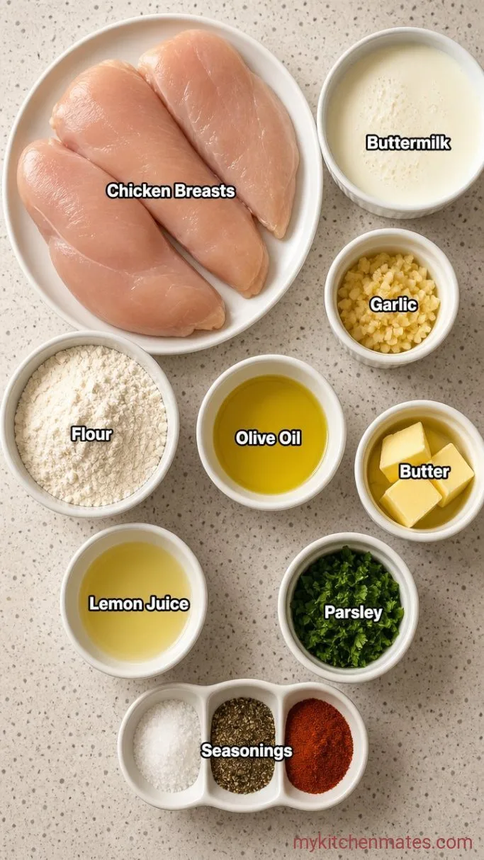 Juicy Buttermilk Chicken Breast with a Tangy Pan Sauce Ingredients