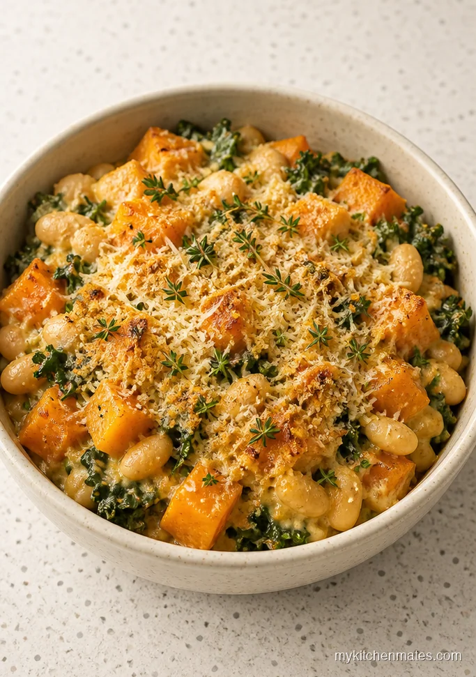 Butternut Squash Kale Bean Casserole