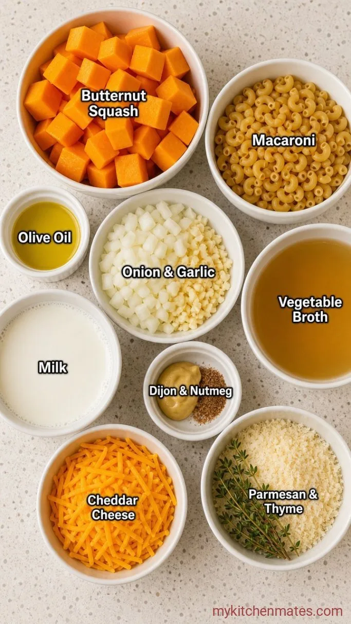 Creamy Butternut Squash Mac and Cheese Ingredients