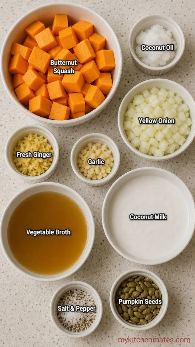 Creamy Roasted Butternut Squash Soup with Coconut Milk Ingredients