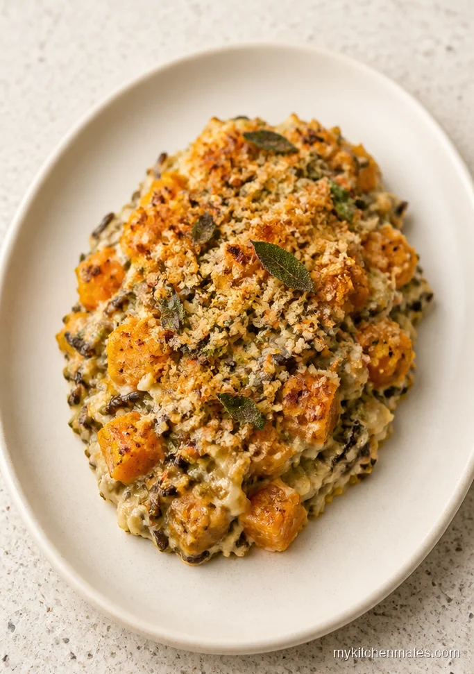 Butternut Squash Wild Rice Casserole with Sage