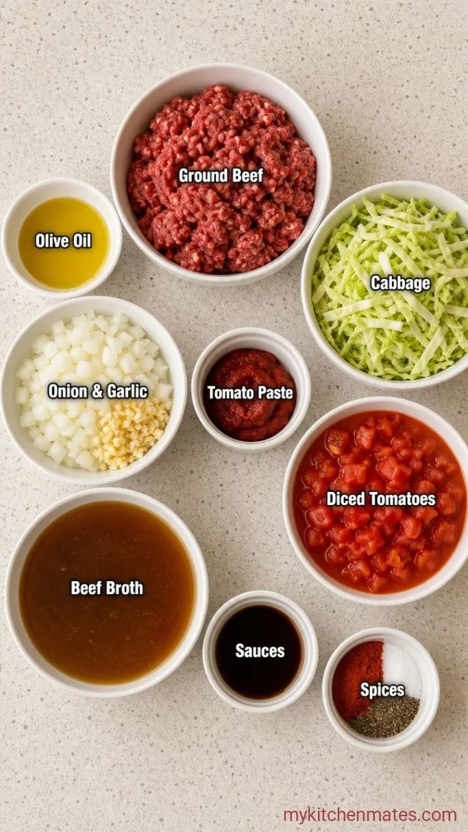 20-Minute Cabbage and Ground Beef Skillet Ingredients