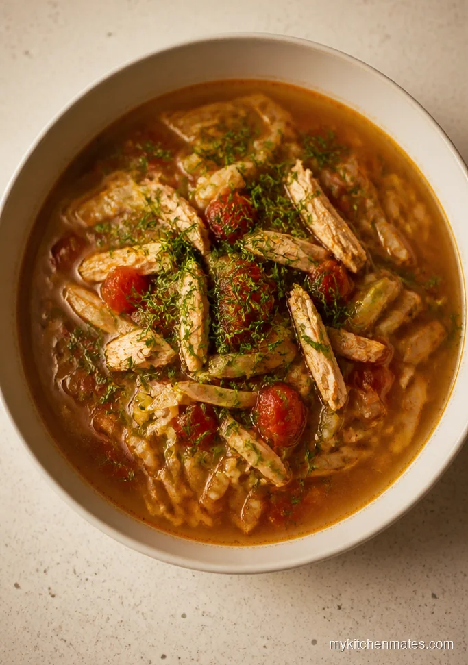 Cabbage Chicken Soup with Tomato and Dill