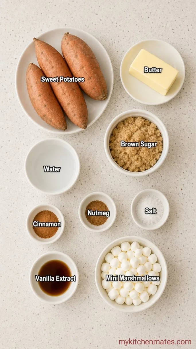 Sticky Brown Sugar Candied Sweet Potatoes Ingredients