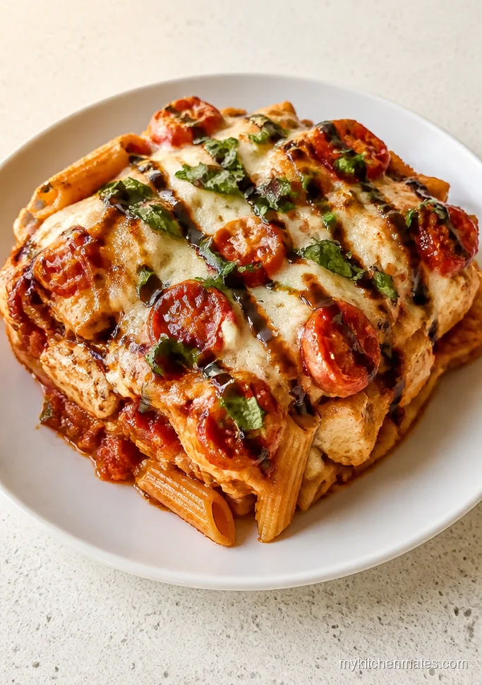 Caprese Chicken Pasta Casserole