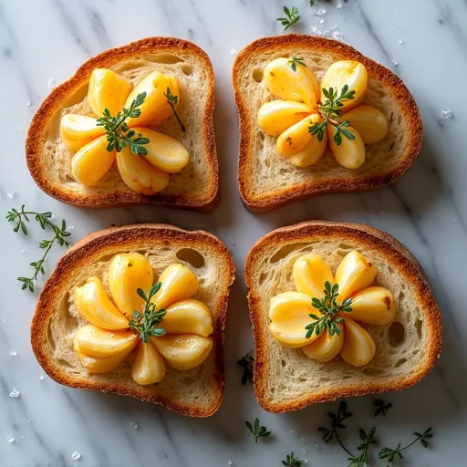 Caramelized Garlic and Thyme Rustic Toast