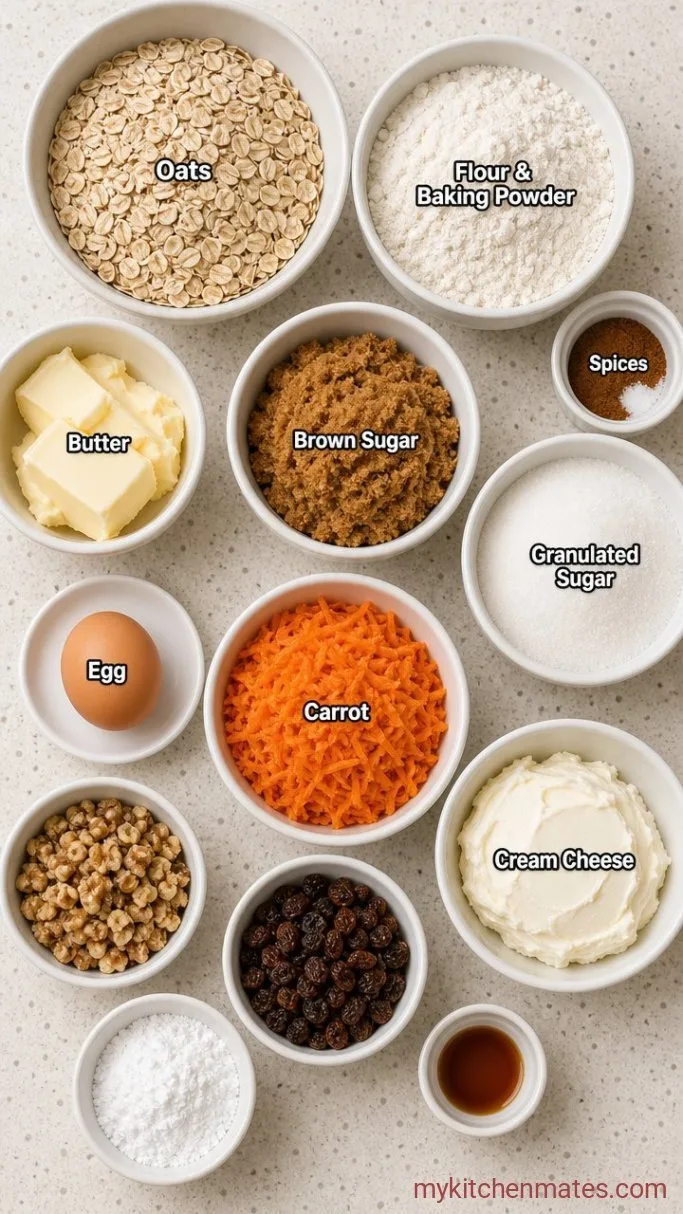 Soft & Chewy Carrot Cake Oatmeal Cookies Ingredients