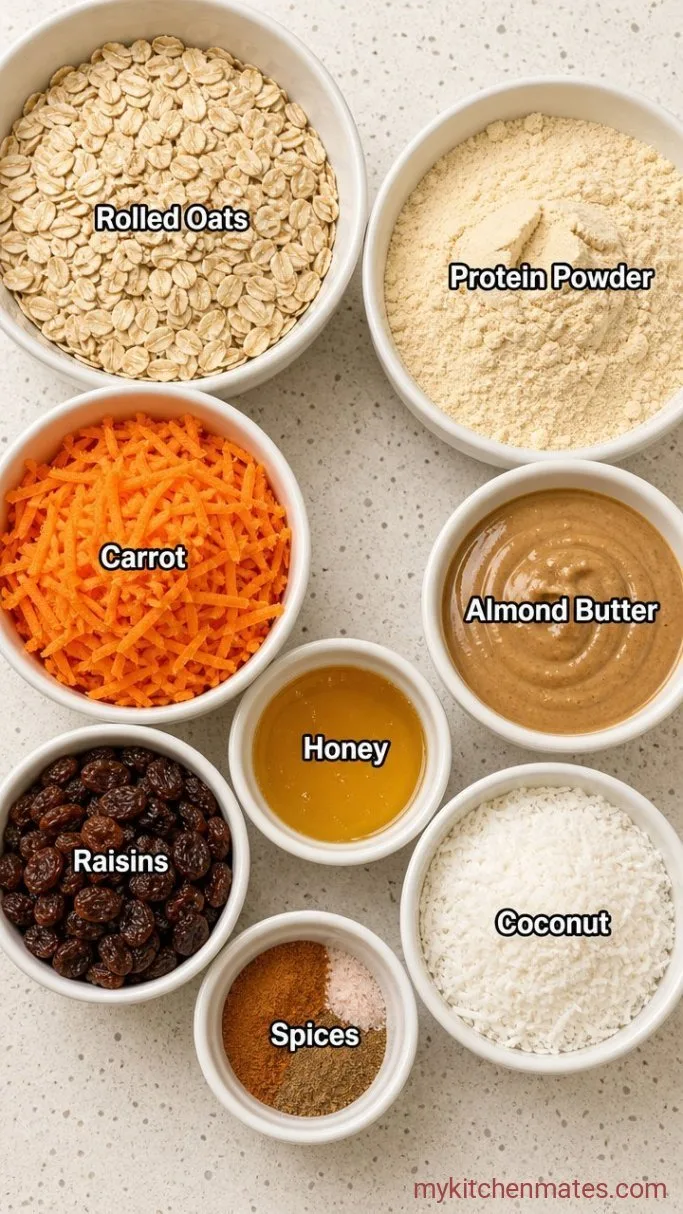 10-Minute No-Bake Carrot Cake Protein Balls Ingredients