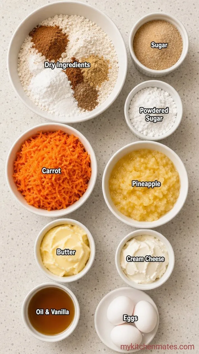 Spiced Carrot Cake Roll with Cream Cheese Filling Ingredients