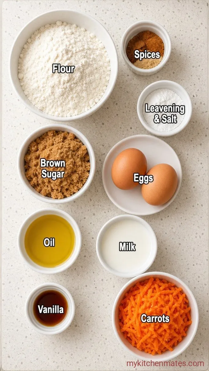 Carrot Muffins That Stay Moist for Days Ingredients