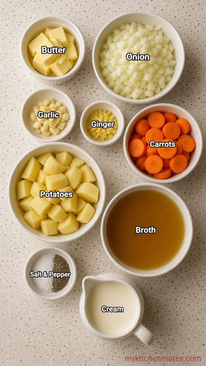 Creamy Carrot Potato Soup (Ready in 35 Minutes) Ingredients