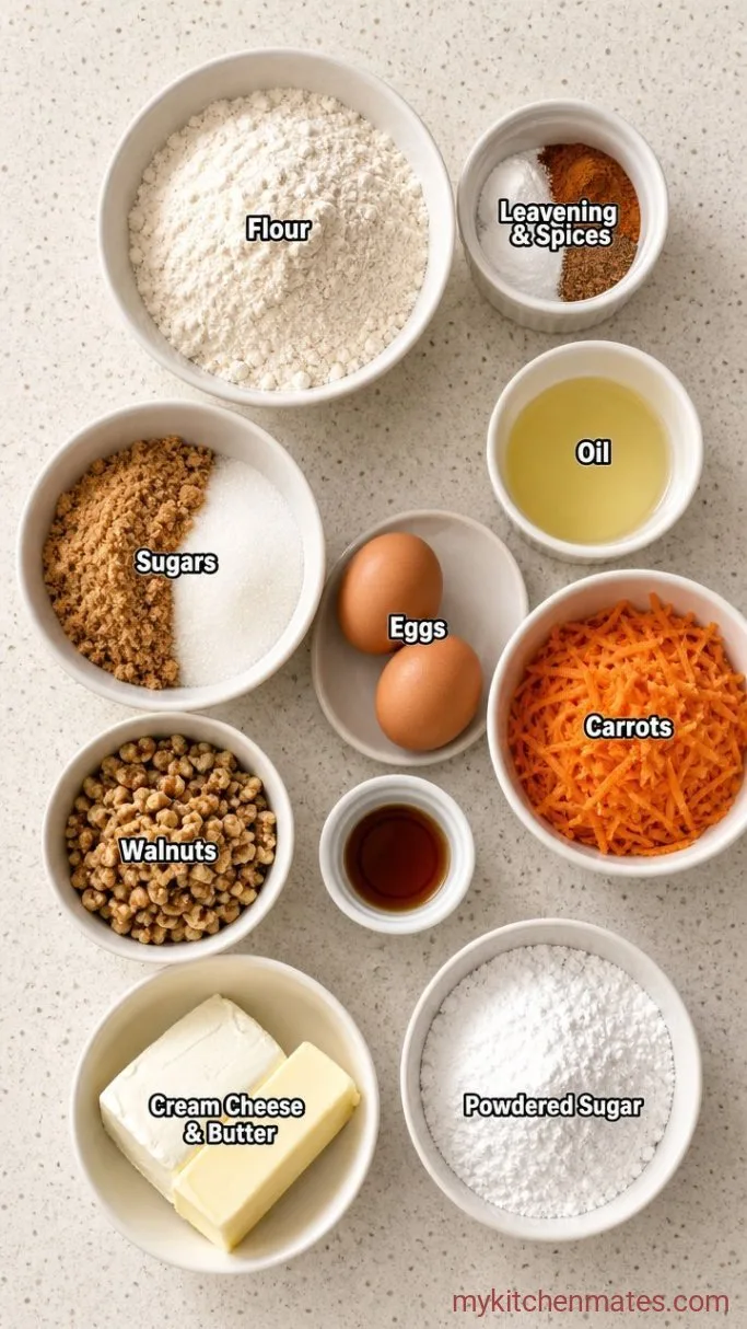 One-Bowl Carrot Walnut Cake Ingredients