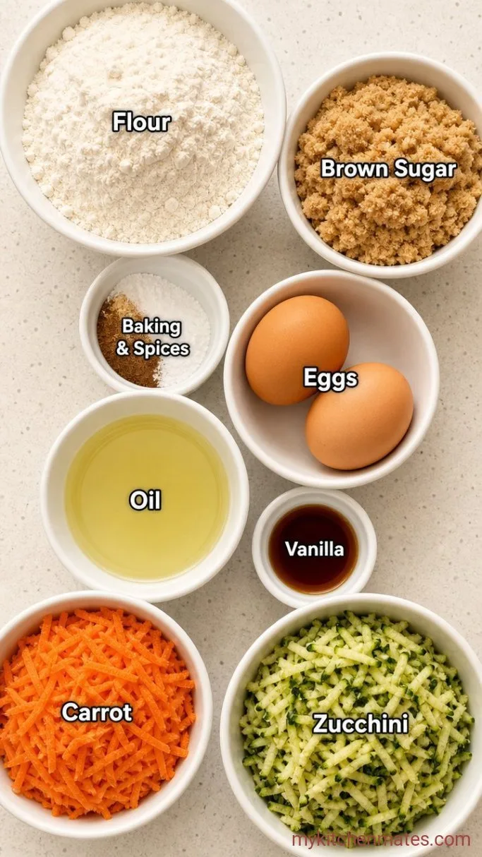 One-Bowl Carrot Zucchini Muffins with Cinnamon Ingredients