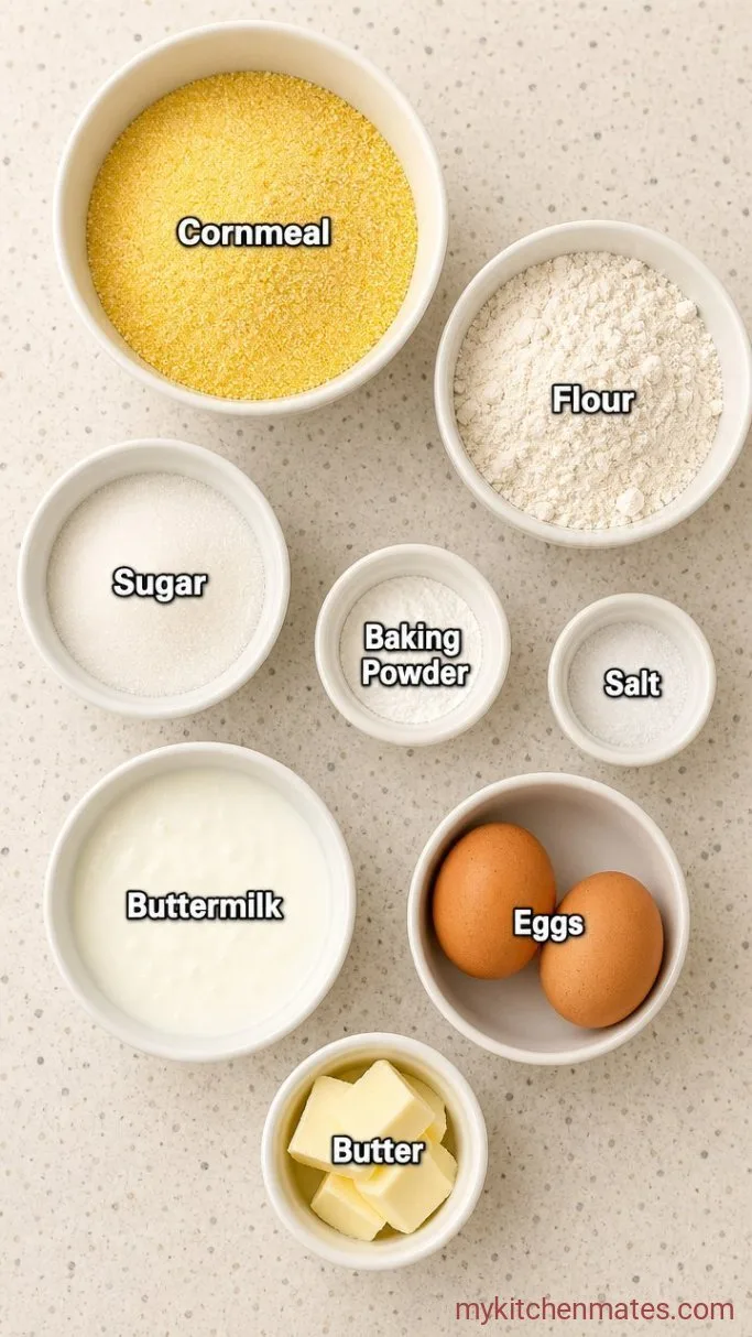 Golden Cast Iron Skillet Cornbread Ingredients