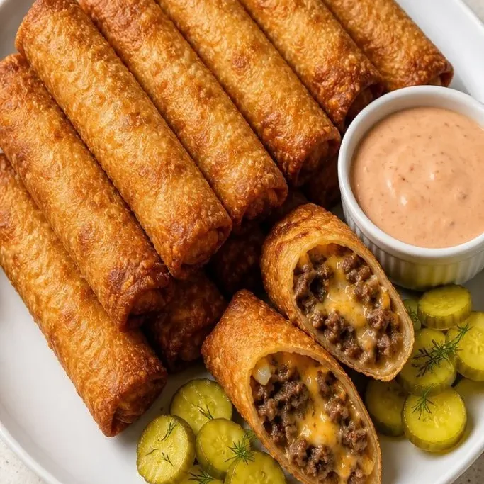 Cheese Burger Egg Rolls
