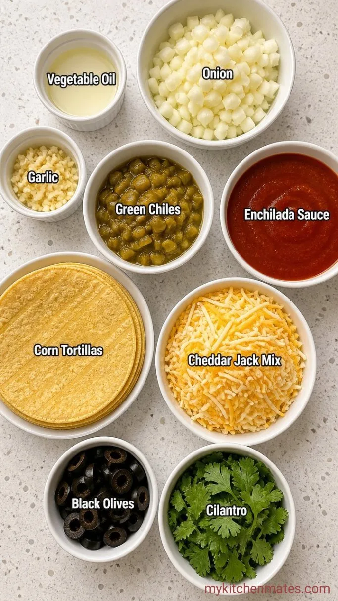 Easy Cheese Enchilada Casserole (No Rolling Needed) Ingredients