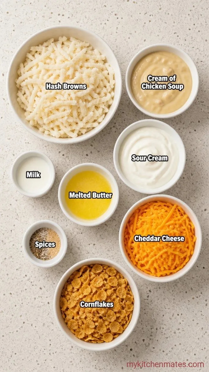 Cheesy Potato Casserole from Frozen Hash Browns Ingredients