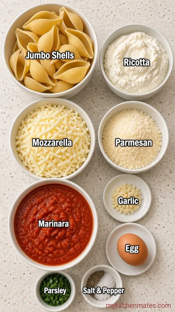 Creamy Three-Cheese Stuffed Shells Ingredients