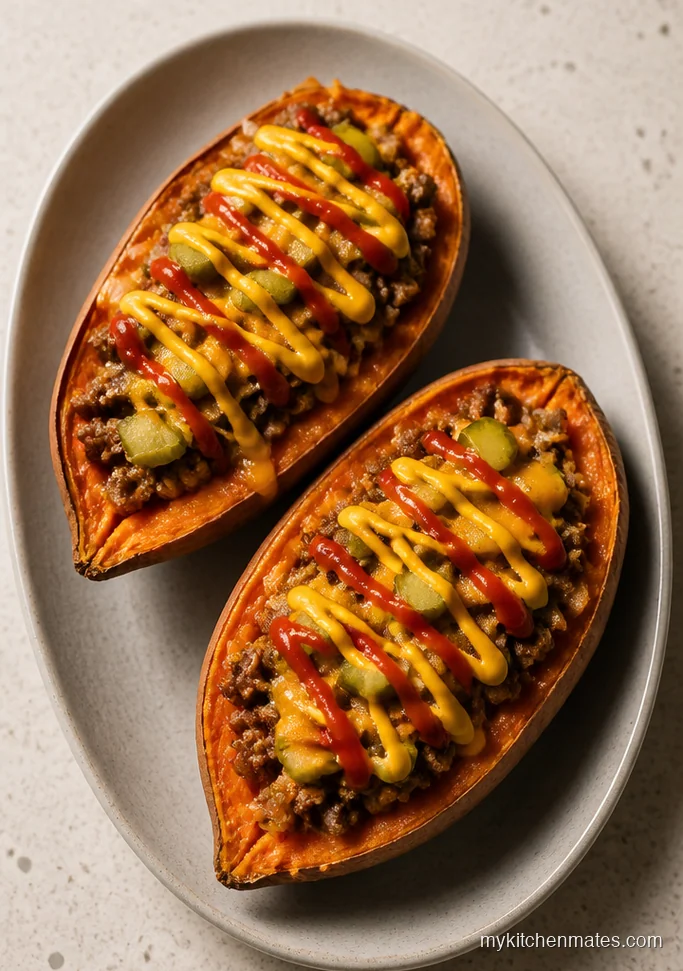 Cheeseburger Stuffed Sweet Potatoes