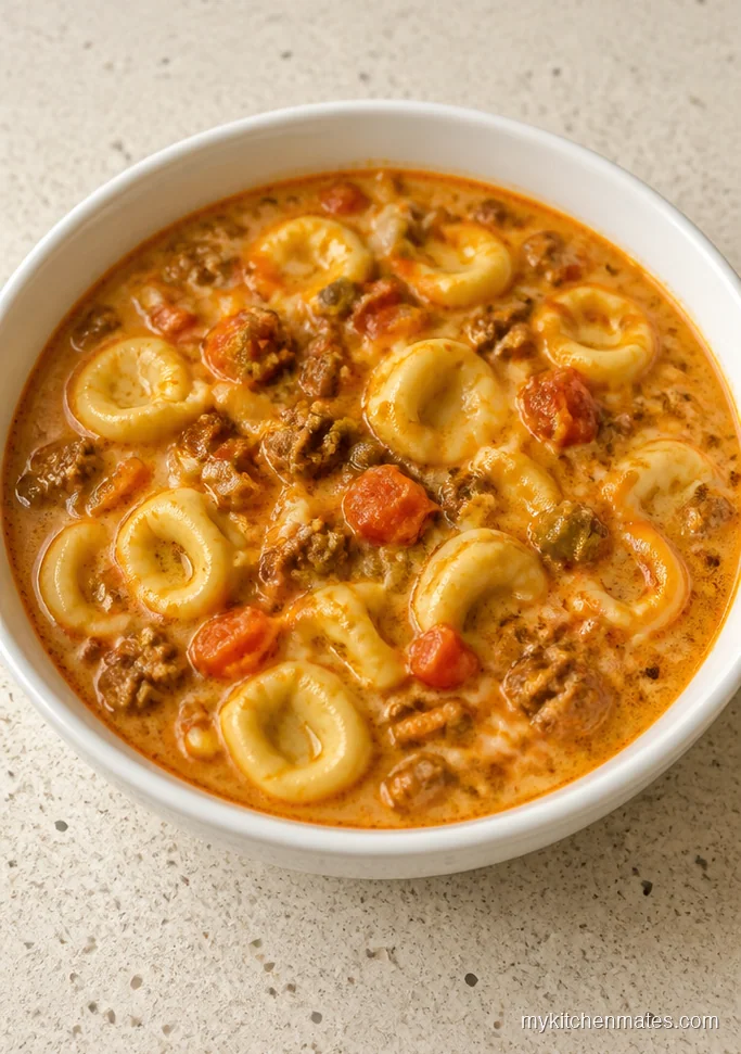 Cheeseburger Tortellini Soup